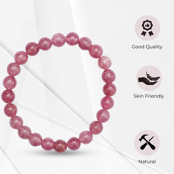 Elegant Cherry Quartz Bracelet with Silver Accents | Unisex Healing Stone Jewelry for Emotional Stability - Image 3