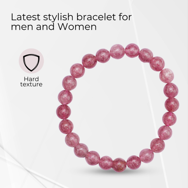 Elegant Cherry Quartz Bracelet with Silver Accents | Unisex Healing Stone Jewelry for Emotional Stability - Image 5