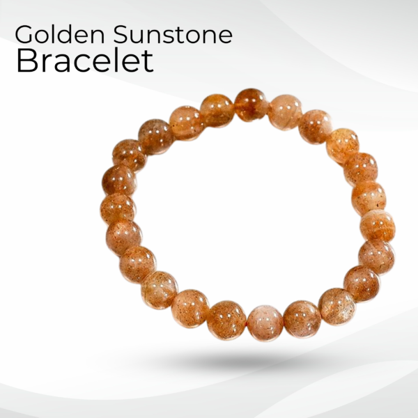Natural Golden Sunstone Bracelet for Men and Women | 8mm Beaded Stretch Bracelet | Healing Crystal Jewelry for Vitality and Abundance - Image 2