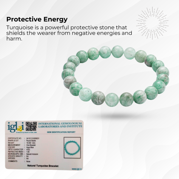 Handmade Turquoise Beaded Bracelet | Unisex Adjustable Gemstone Jewelry | Calming and Balancing Energy Stone - Image 4