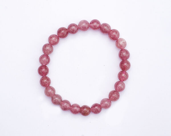 Elegant Cherry Quartz Bracelet with Silver Accents | Unisex Healing Stone Jewelry for Emotional Stability - Image 6