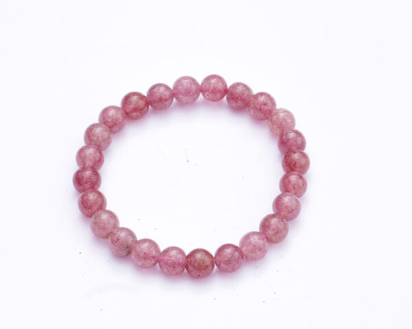 Elegant Cherry Quartz Bracelet with Silver Accents | Unisex Healing Stone Jewelry for Emotional Stability - Image 7