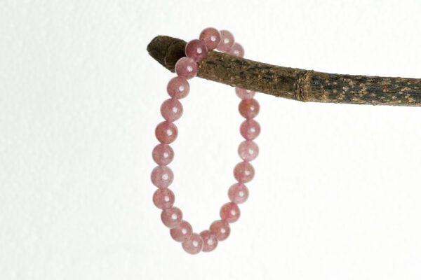 Elegant Cherry Quartz Bracelet with Silver Accents | Unisex Healing Stone Jewelry for Emotional Stability - Image 8